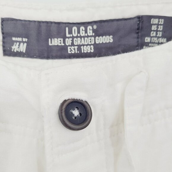 H&M LOGG. White Linen Blend High Waisted Ankle Pant - Picture 4 of 13